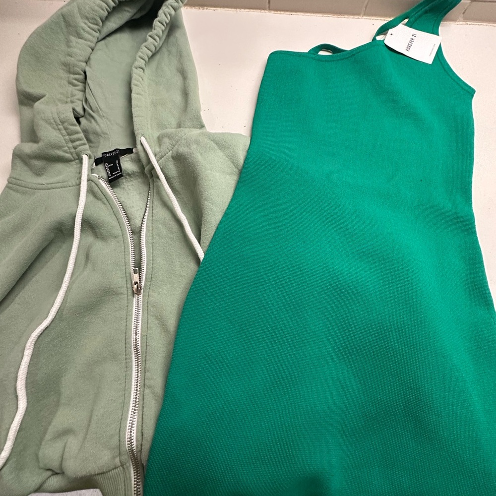 Forever 21 Mint Green Hoodie S & NWT Green Knit Dress XS